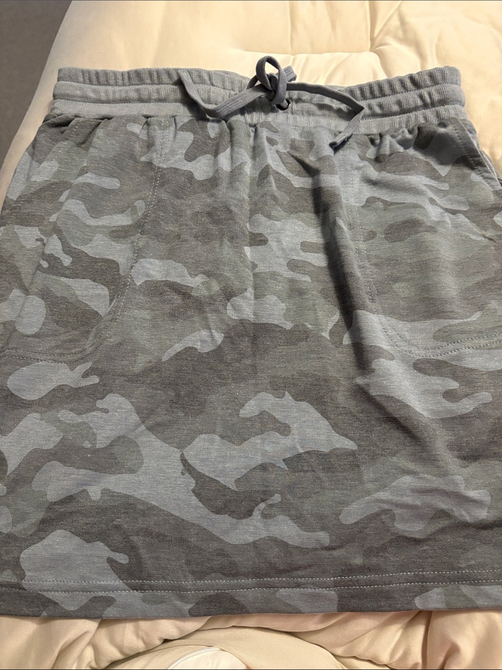 Jane and Delancey Gray Camo Drawstring Skirt